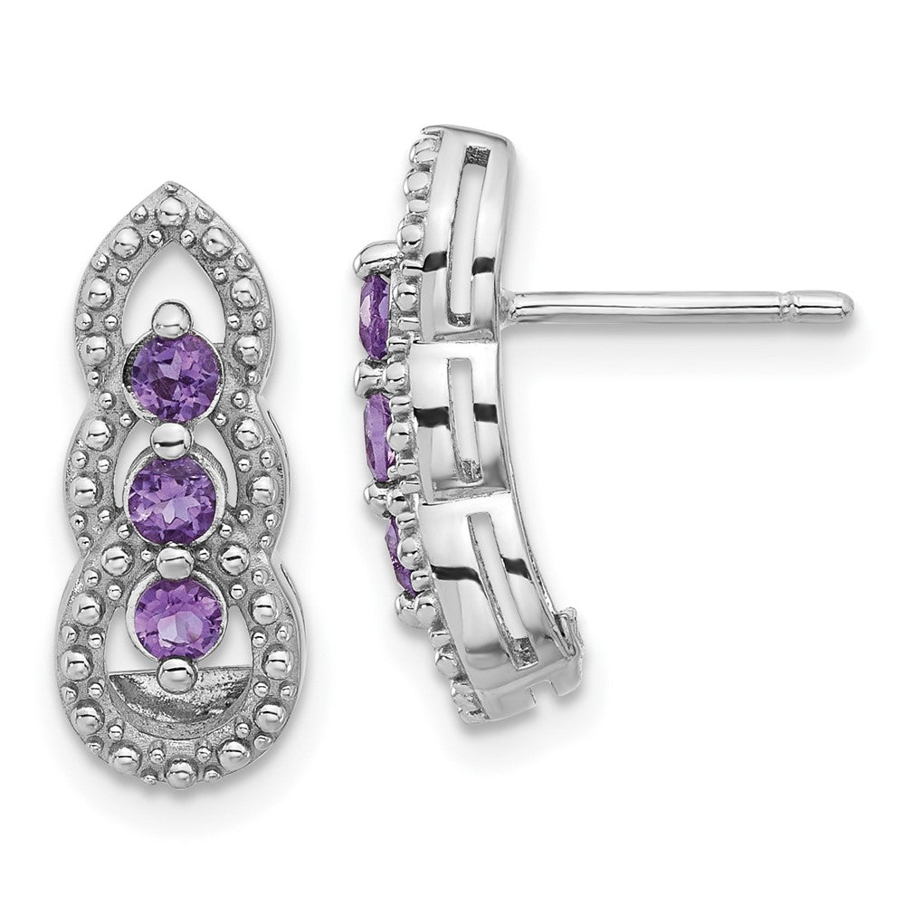 Sterlingsilber Rhodiniert Amethyst Ohrstecker