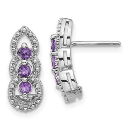 Sterlingsilber Rhodiniert Amethyst Ohrstecker