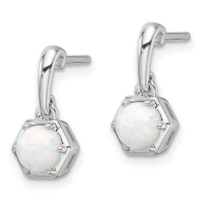 Sterlingsilber Rhodiniert Poliert Erzeugt Opal Hängend Ohrstecker