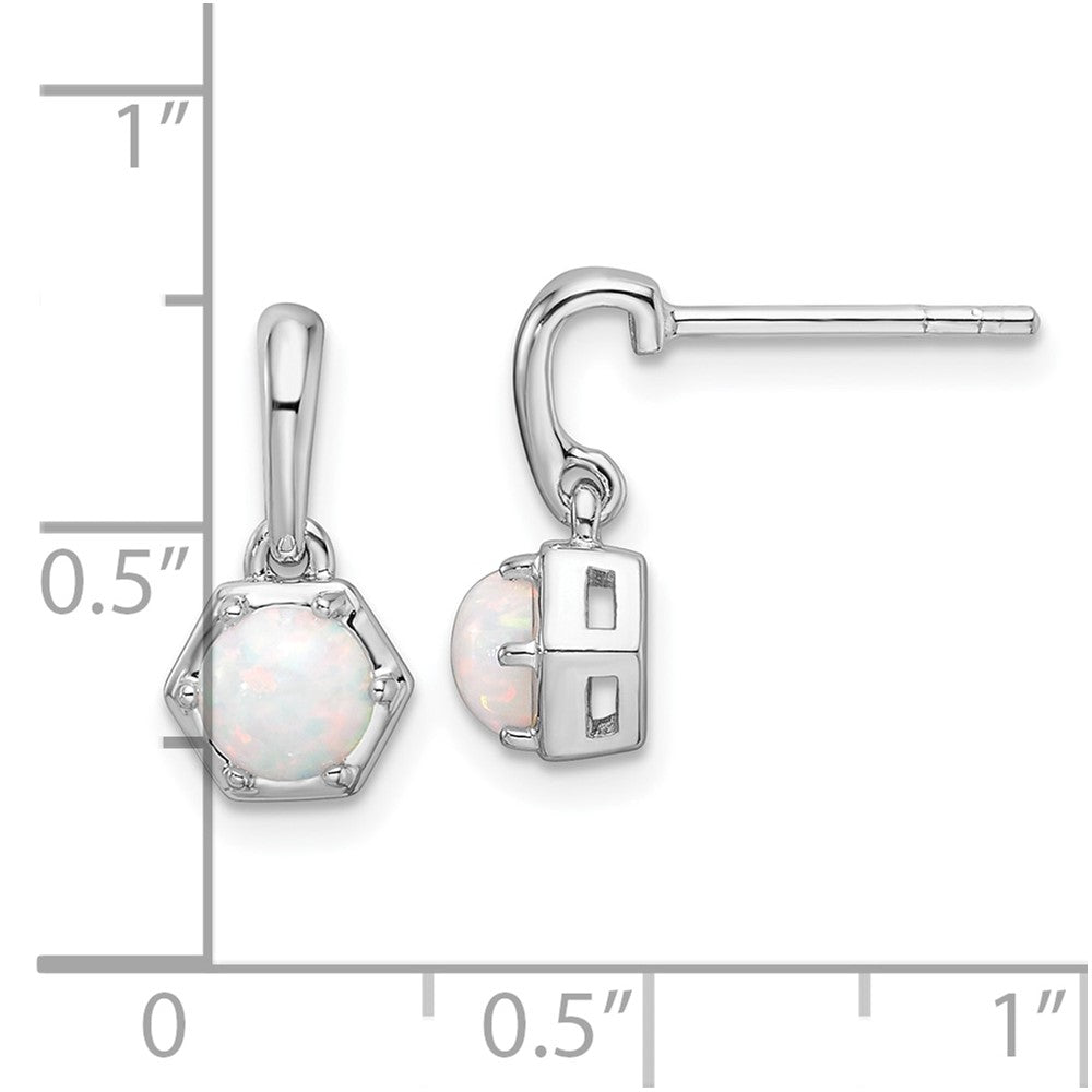 Sterlingsilber Rhodiniert Poliert Erzeugt Opal Hängend Ohrstecker