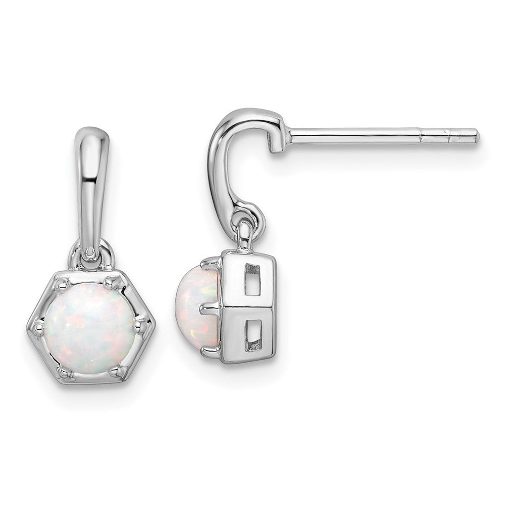 Sterlingsilber Rhodiniert Poliert Erzeugt Opal Hängend Ohrstecker