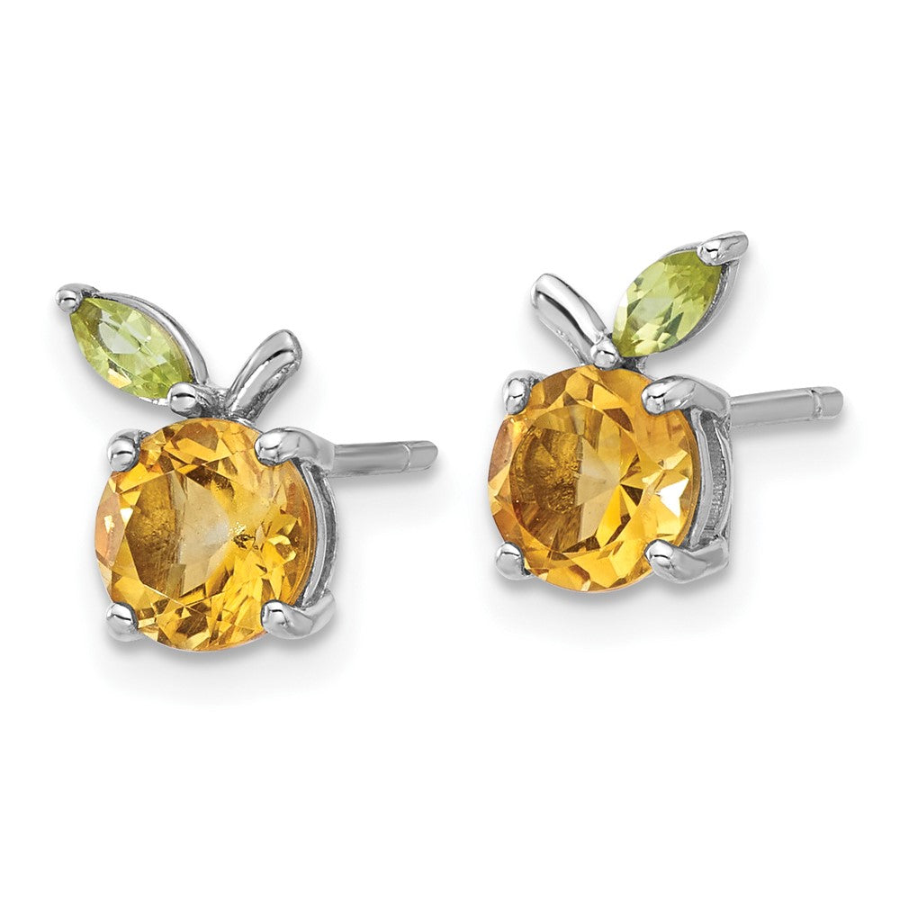 Sterlingsilber Rhodiniert Citrin und Peridot Orange Ohrstecker