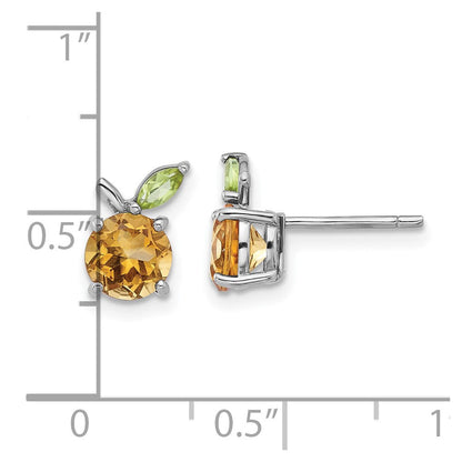 Sterlingsilber Rhodiniert Citrin und Peridot Orange Ohrstecker