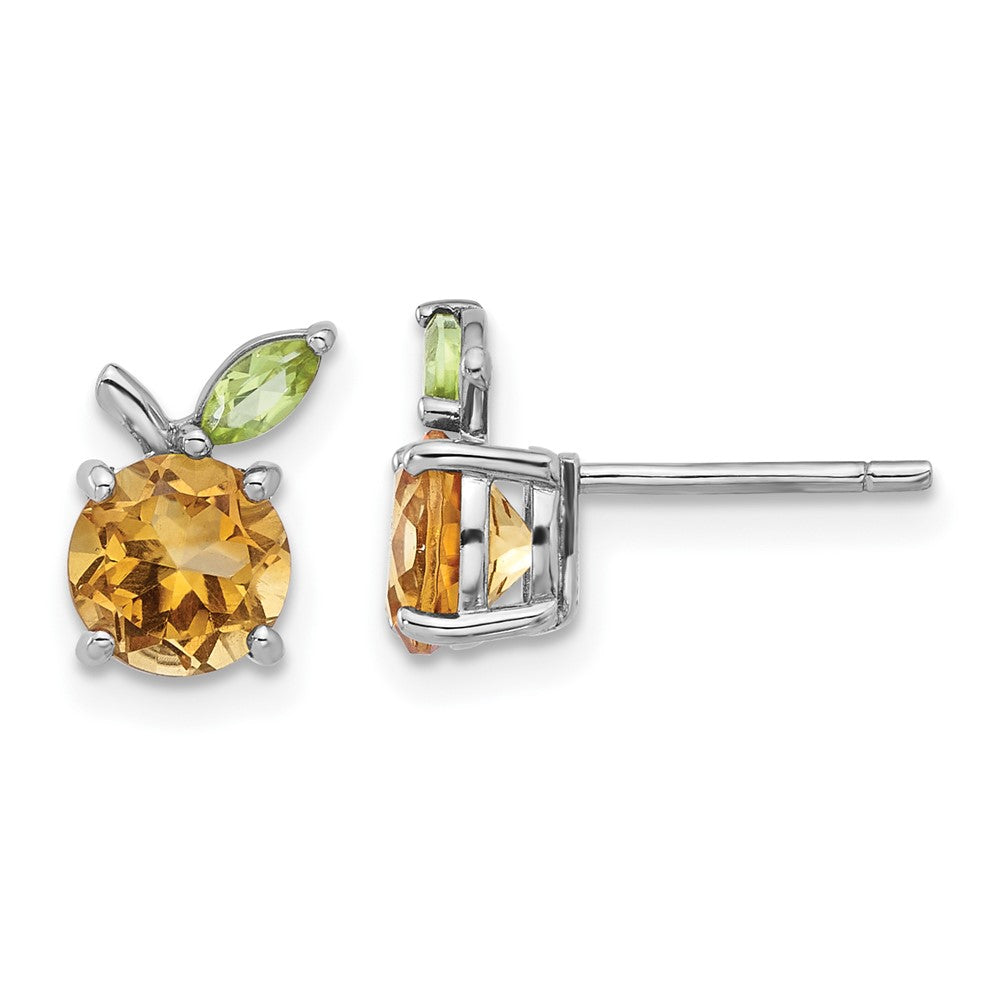 Sterlingsilber Rhodiniert Citrin und Peridot Orange Ohrstecker