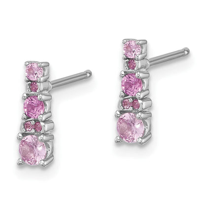 Sterlingsilber Rhodiniert.52cr Rosa Saphir/.03cr Weiß Saphir Ohrringe