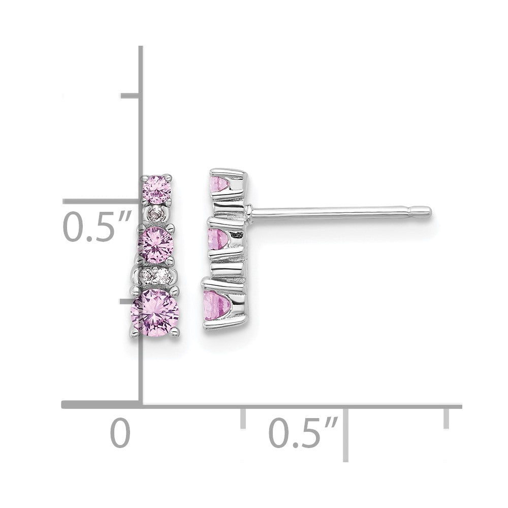 Sterlingsilber Rhodiniert.52cr Rosa Saphir/.03cr Weiß Saphir Ohrringe