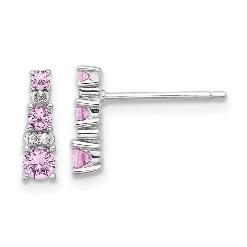 Sterlingsilber Rhodiniert.52cr Rosa Saphir/.03cr Weiß Saphir Ohrringe