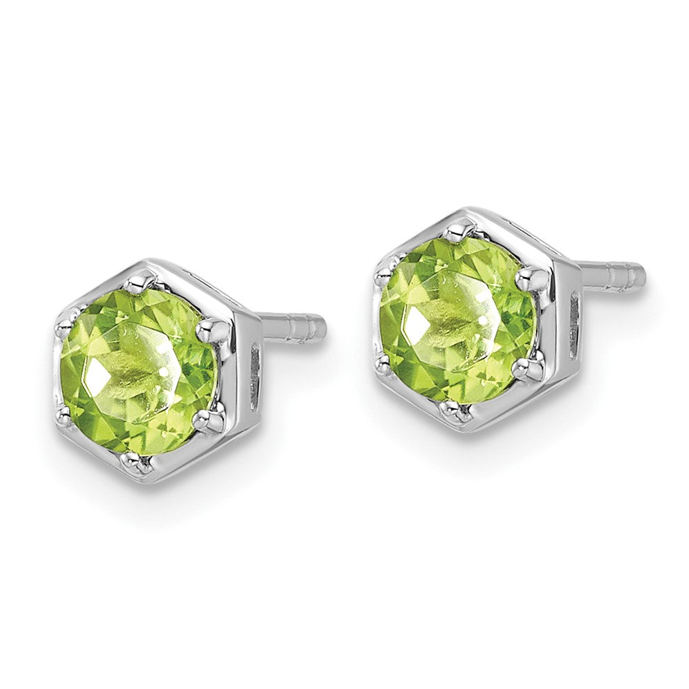 Sterlingsilber Rhodiniert Poliert Peridot Ohrstecker