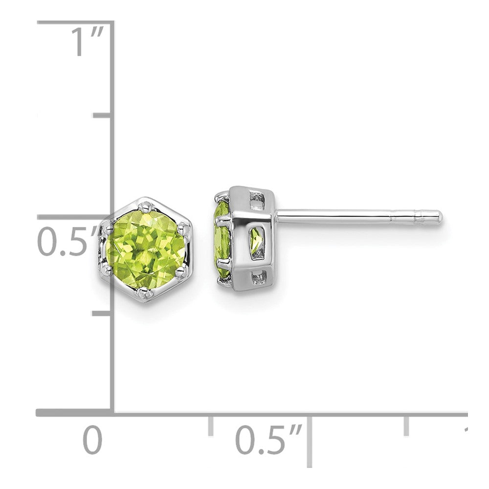 Sterlingsilber Rhodiniert Poliert Peridot Ohrstecker