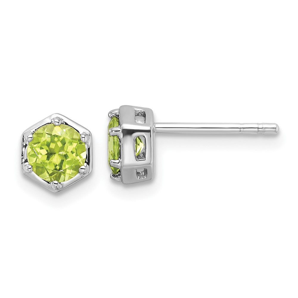 Sterlingsilber Rhodiniert Poliert Peridot Ohrstecker