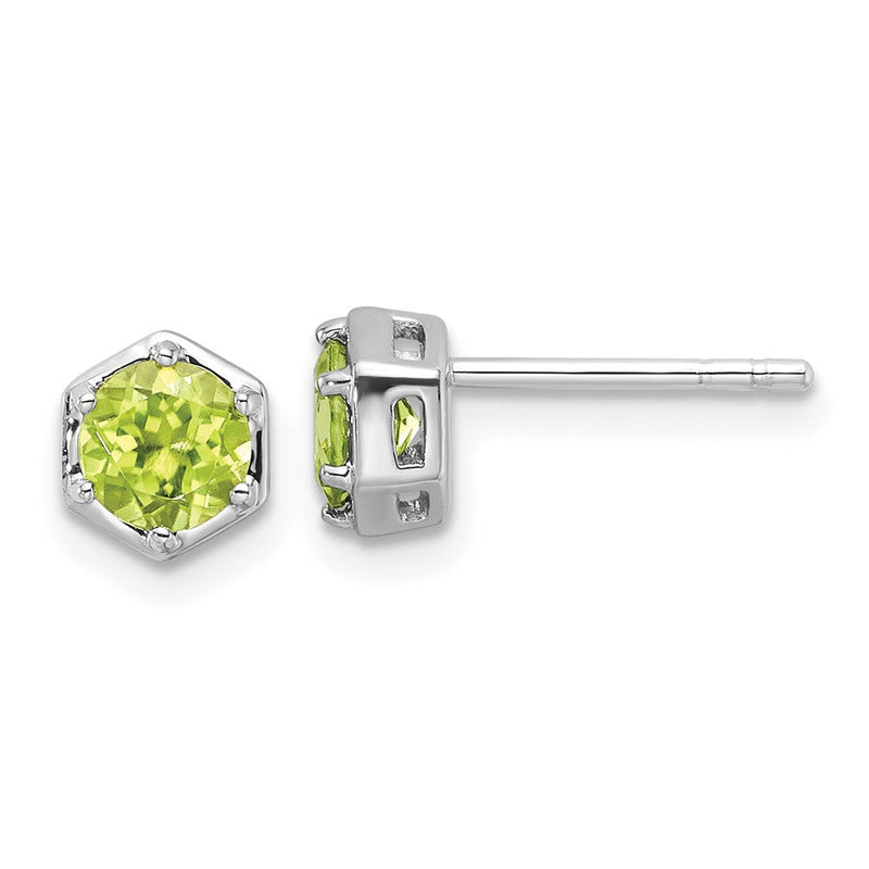 Sterlingsilber Rhodiniert Poliert Peridot Ohrstecker