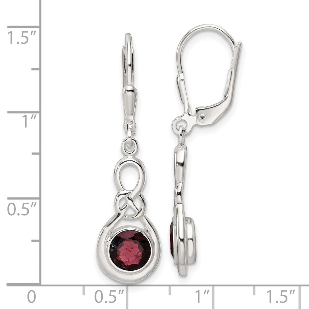 Sterlingsilber Poliert Granat Knoten Brisur Ohrhänger