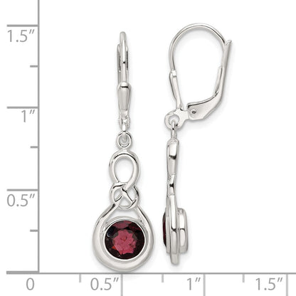 Sterlingsilber Poliert Granat Knoten Brisur Ohrhänger