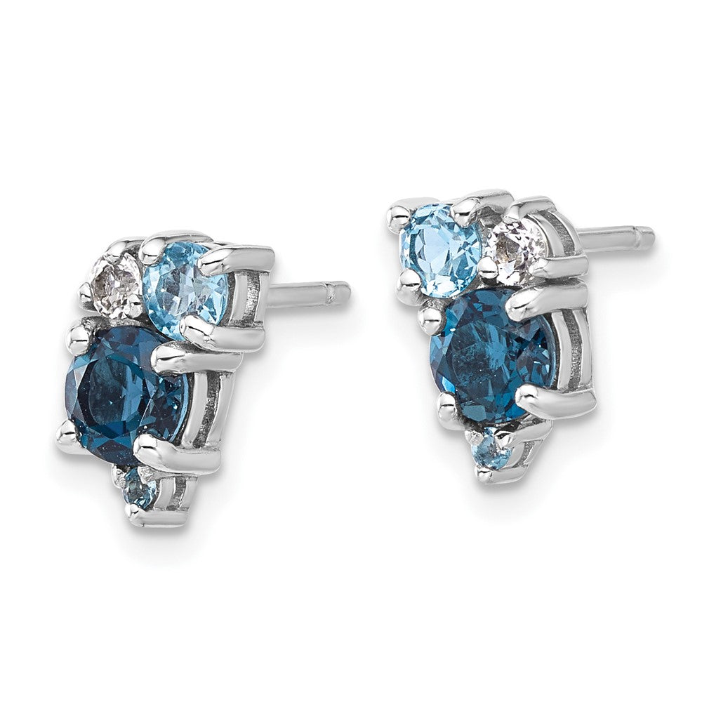 Sterlingsilber Rhodiniert London/lt Schweizer Blau/white Topas Ohrstecker