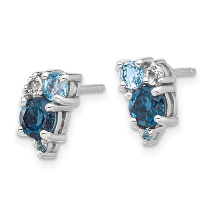Sterlingsilber Rhodiniert London/lt Schweizer Blau/white Topas Ohrstecker