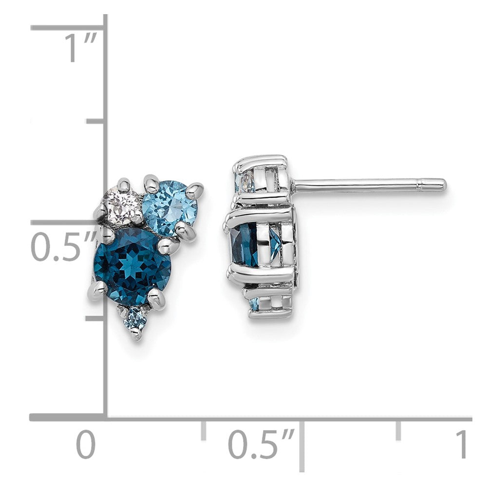 Sterlingsilber Rhodiniert London/lt Schweizer Blau/white Topas Ohrstecker