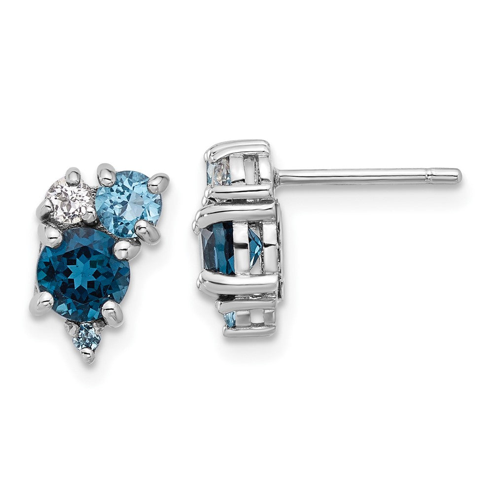 Sterlingsilber Rhodiniert London/lt Schweizer Blau/white Topas Ohrstecker