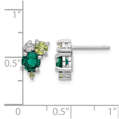 Sterlingsilber Rhodium Cr.emerald Peridot und Weiß Topas Ohrstecker