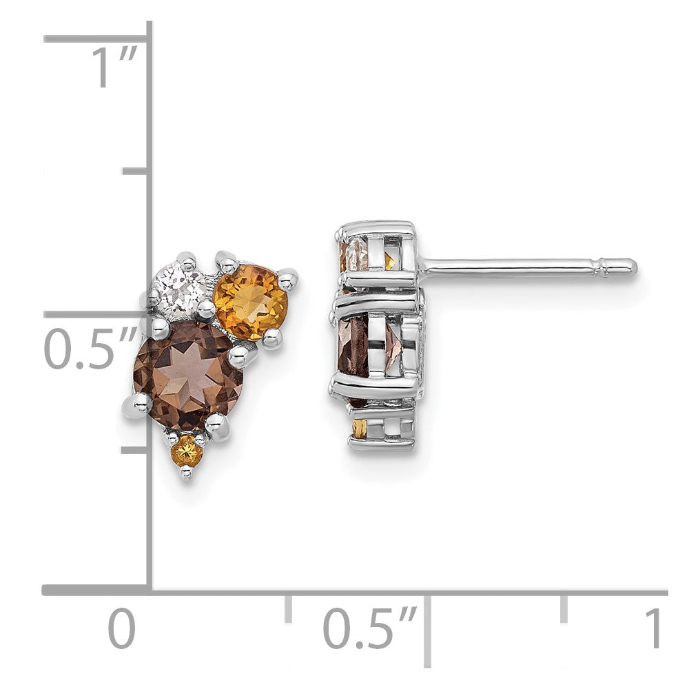 Sterlingsilber Rhodiniert Rauch Quarz Citrin Weiß Topas Ohrringe