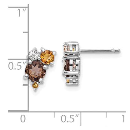Sterlingsilber Rhodiniert Rauch Quarz Citrin Weiß Topas Ohrringe