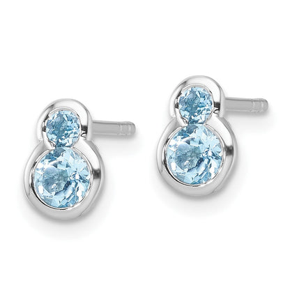 Sterlingsilber Rhodiniert Poliert Schweizer Blautopas Ohrstecker