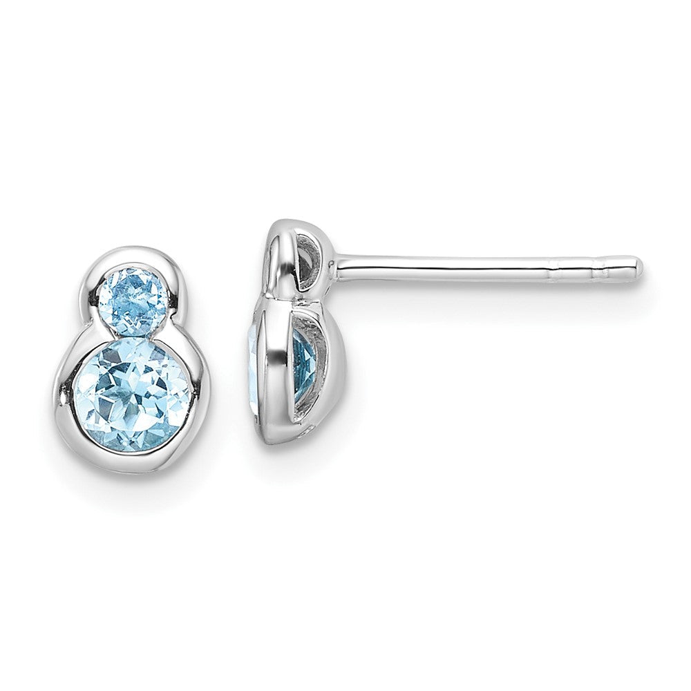 Sterlingsilber Rhodiniert Poliert Schweizer Blautopas Ohrstecker