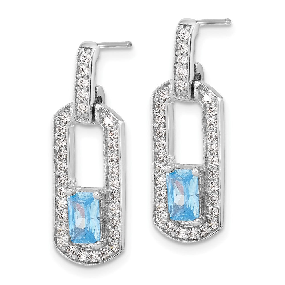 Sterlingsilber Rhodiniert Poliert Blautopas und Zirkonia Stecker Ohrhänger