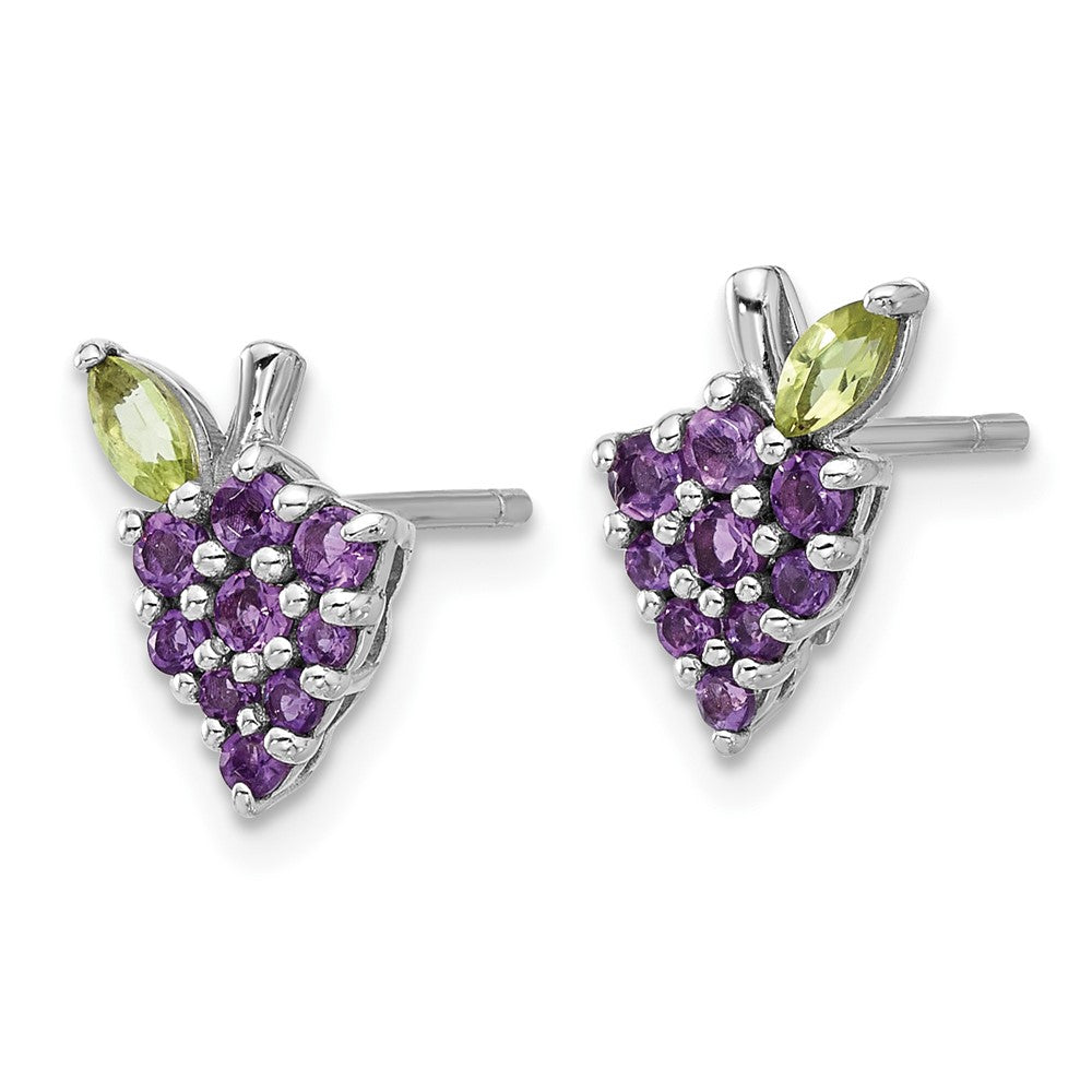 Sterlingsilber Rhodiniert Amethyst und Peridot Grape Ohrstecker