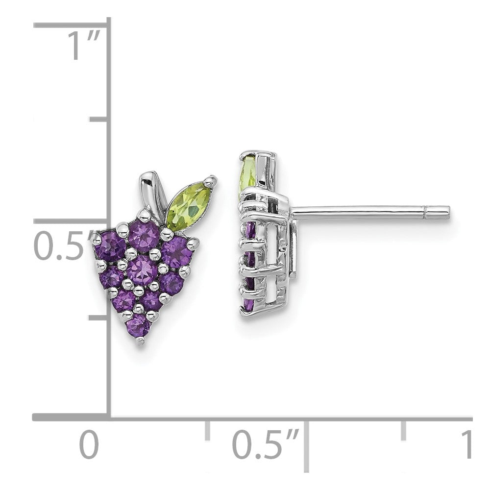 Sterlingsilber Rhodiniert Amethyst und Peridot Grape Ohrstecker