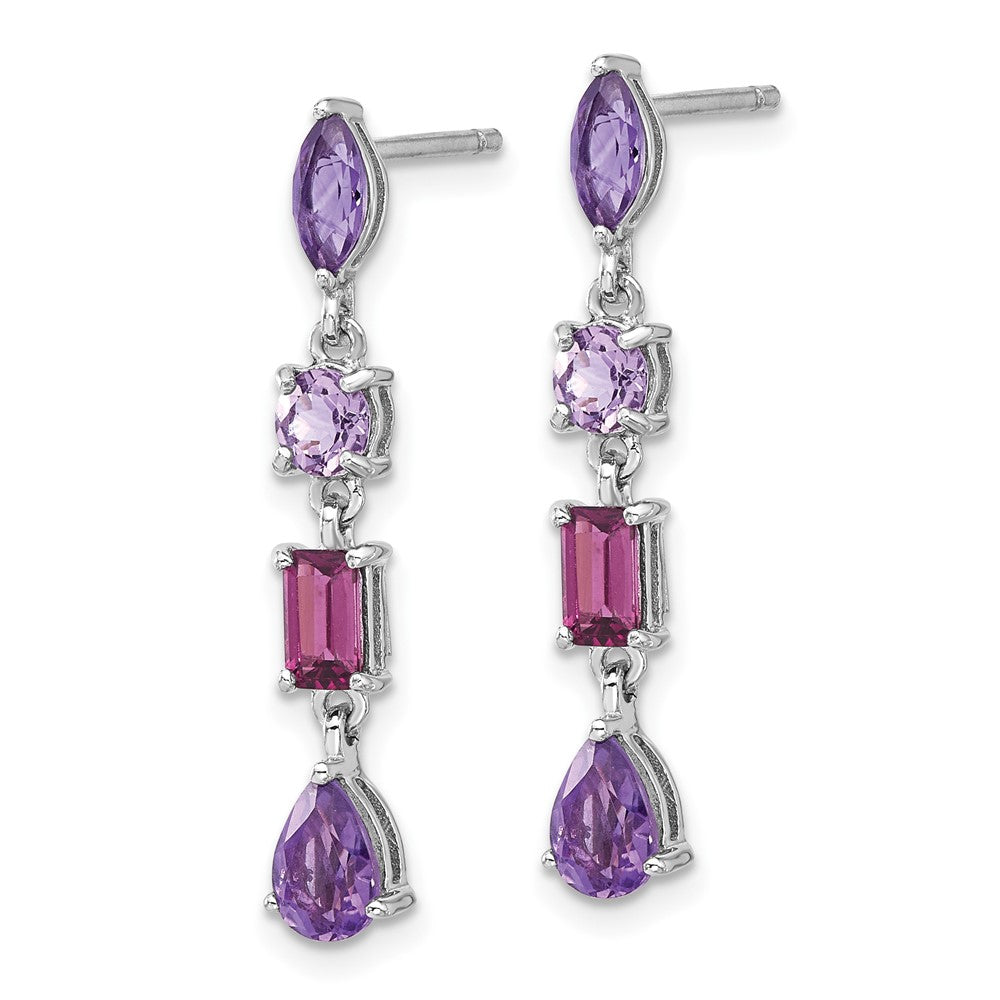Sterlingsilber Rhodiniert Amethyst Rhodolith Rosa Quarz Ohrhänger