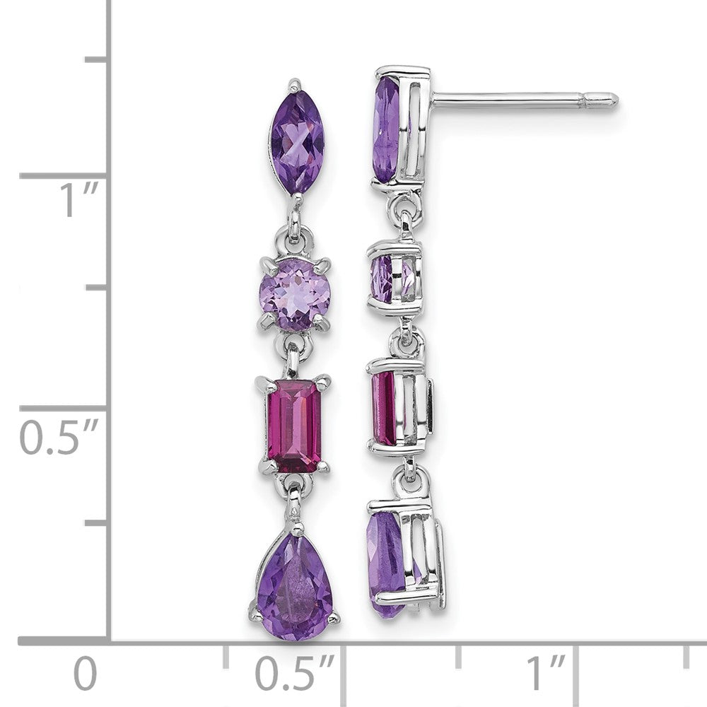 Sterlingsilber Rhodiniert Amethyst Rhodolith Rosa Quarz Ohrhänger