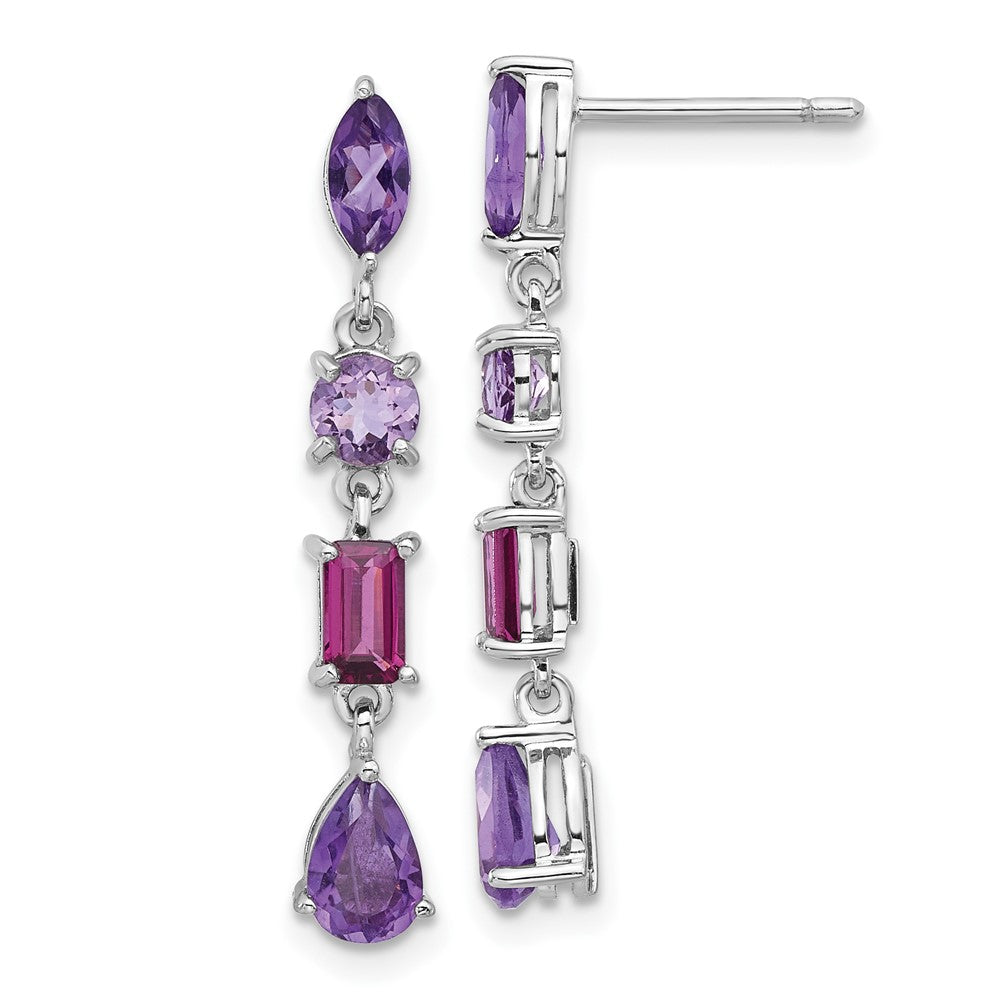 Sterlingsilber Rhodiniert Amethyst Rhodolith Rosa Quarz Ohrhänger