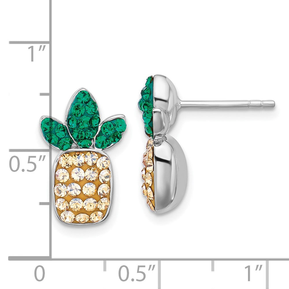 Sterlingsilber Rhodiniert Poliert Kristall Pineapple Ohrstecker