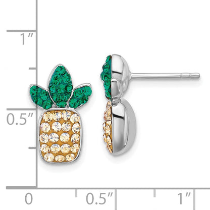 Sterlingsilber Rhodiniert Poliert Kristall Pineapple Ohrstecker