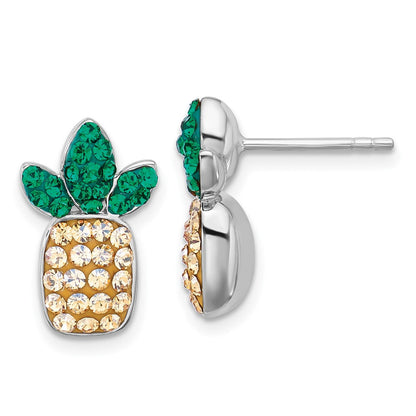 Sterlingsilber Rhodiniert Poliert Kristall Pineapple Ohrstecker