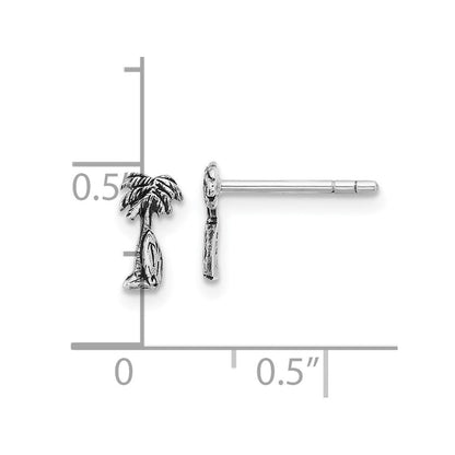 Sterlingsilber Rhodiniert Antikisiert Palme & Baum Surfboard Ohrringe