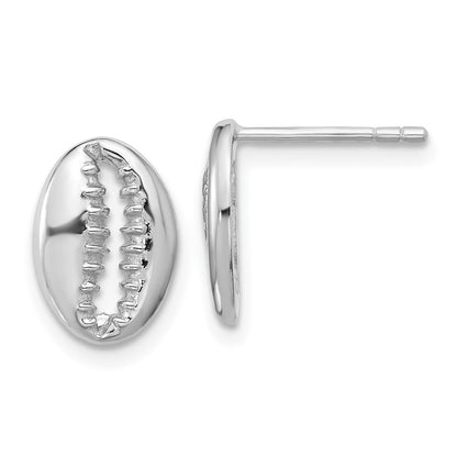 Sterlingsilber Rhodiniert Poliert Cowrie Muschel Ohrstecker