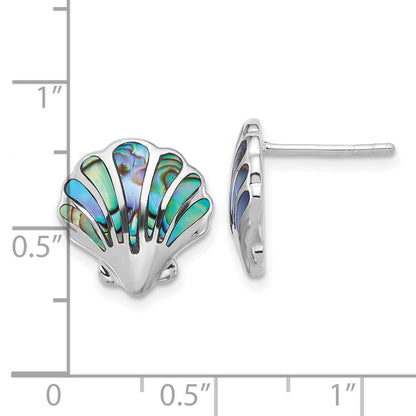 Sterlingsilber Rhodiniert Poliert Abalone Muschel Ohrstecker