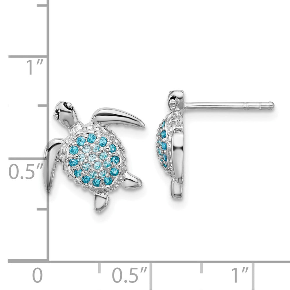 Sterlingsilber Rhodiniert Poliert Zirkonia Schildkröte Ohrstecker