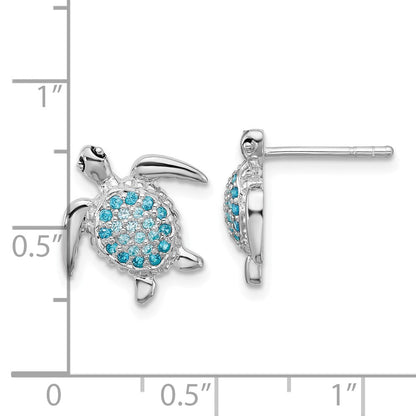Sterlingsilber Rhodiniert Poliert Zirkonia Schildkröte Ohrstecker