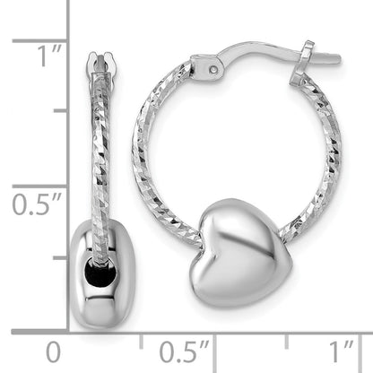 Sterlingsilber Rhodiniert Gedreht Diamantiert mit Herz Perle Creolen
