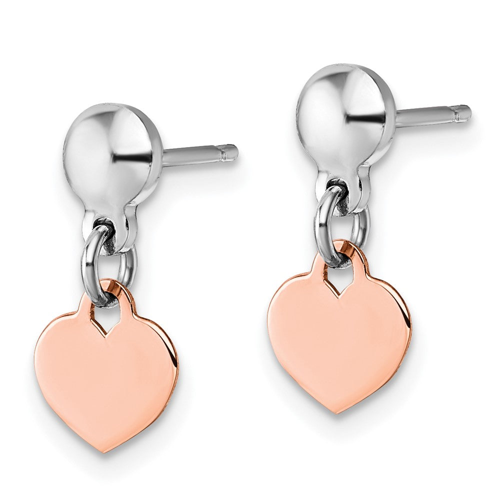 Sterlingsilber Rhodiniert Roséfarben Herz Stecker Ohrhänger