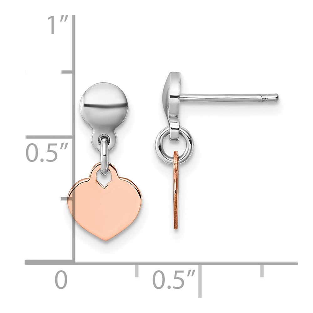 Sterlingsilber Rhodiniert Roséfarben Herz Stecker Ohrhänger