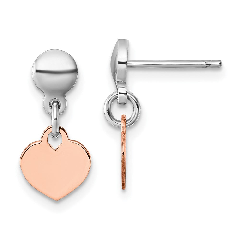 Sterlingsilber Rhodiniert Roséfarben Herz Stecker Ohrhänger