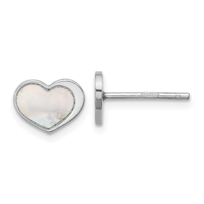 Sterlingsilber Rhodiniert Perlmutt Herz Ohrstecker