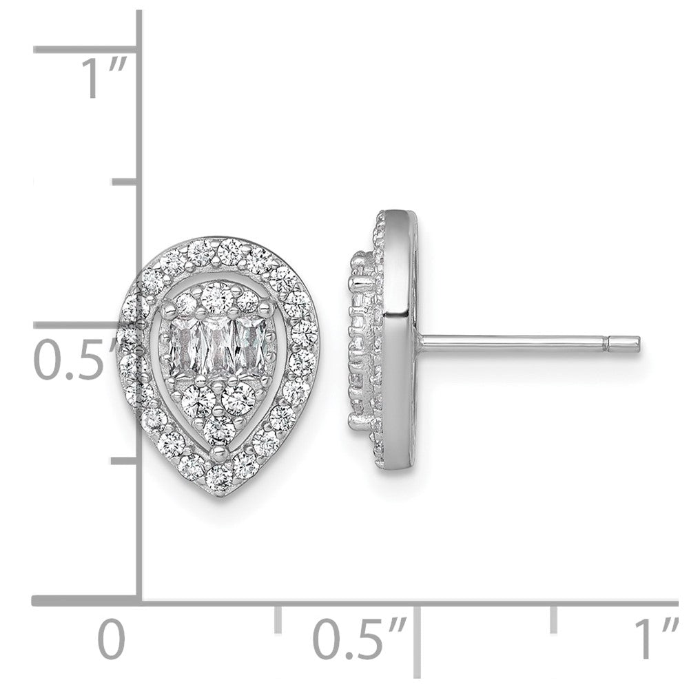 Sterlingsilber Rhodiniert Poliert Fantasie Zirkonia Tropfen Ohrstecker