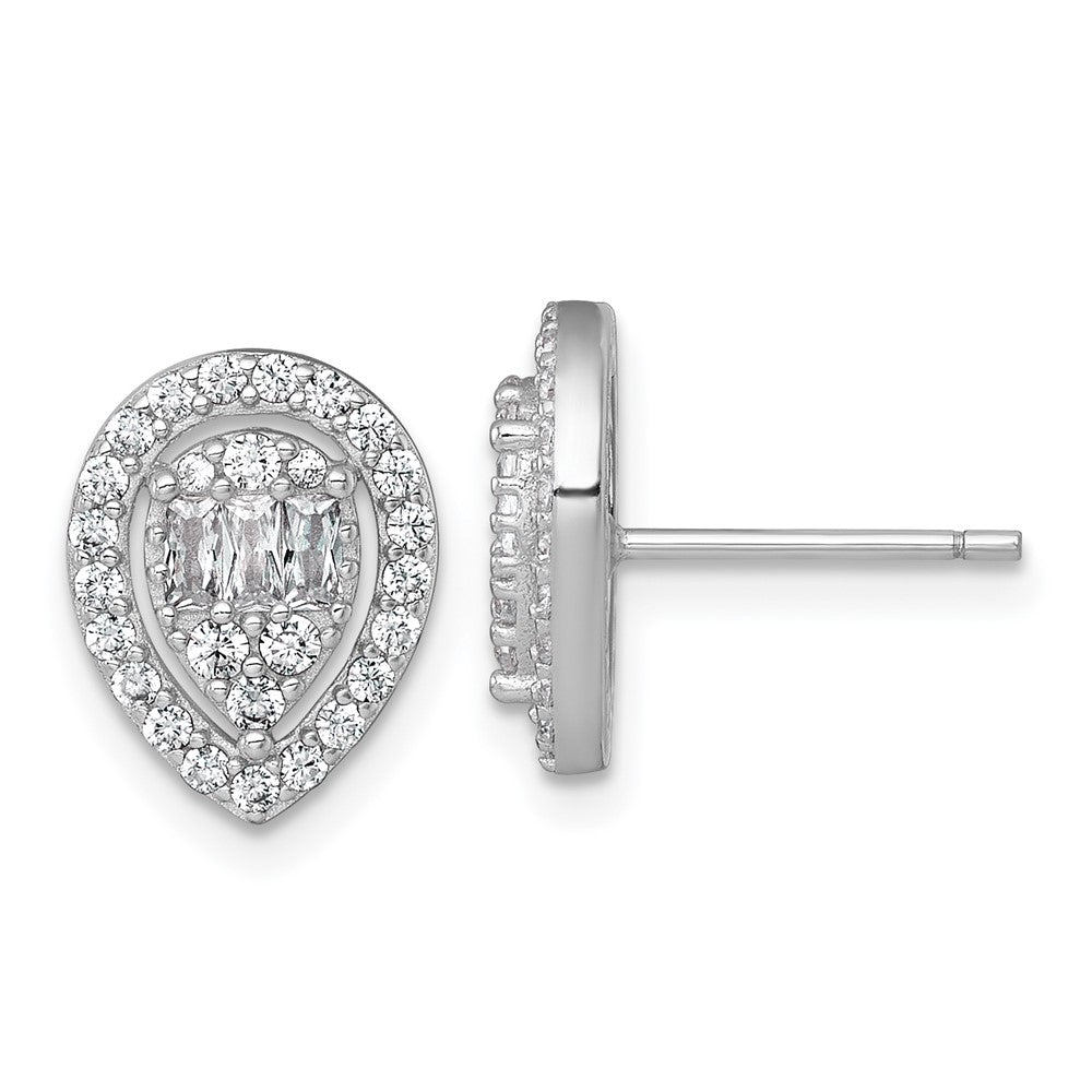 Sterlingsilber Rhodiniert Poliert Fantasie Zirkonia Tropfen Ohrstecker