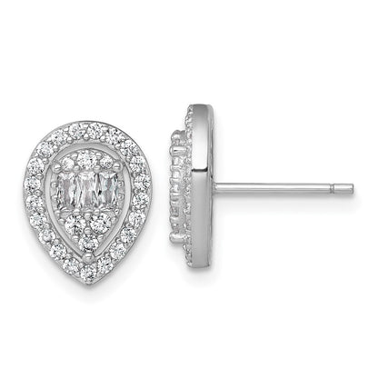 Sterlingsilber Rhodiniert Poliert Fantasie Zirkonia Tropfen Ohrstecker