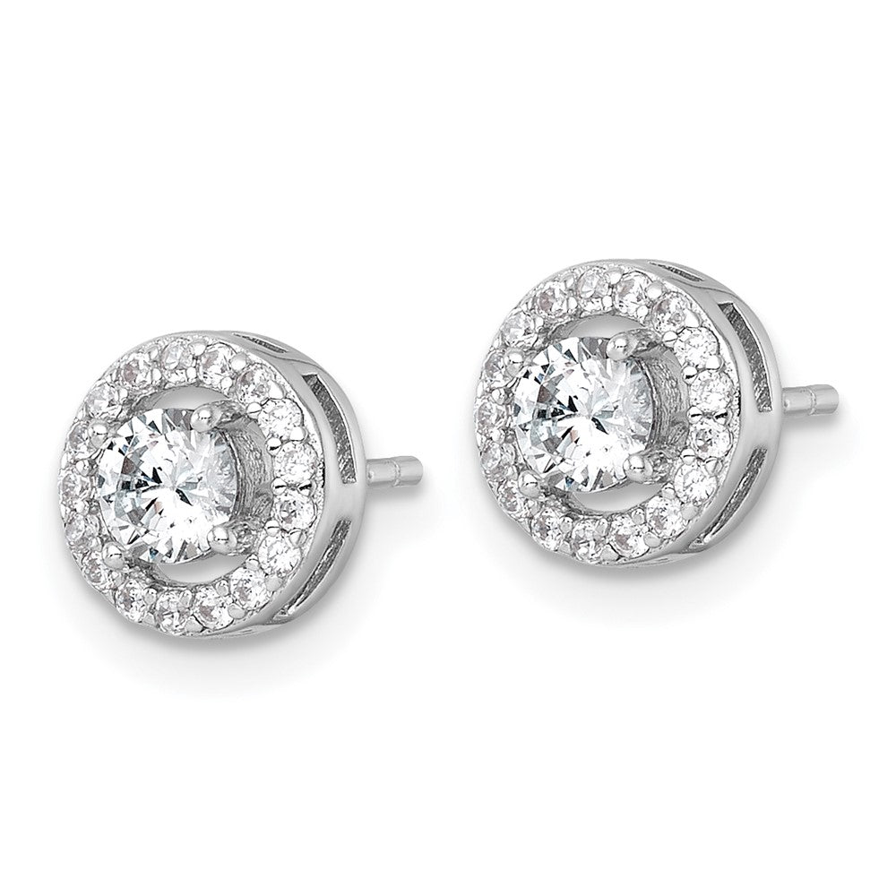 Sterlingsilber Rhodiniert Poliert 8mm Rund Heiligenschein Zirkonia Ohrstecker