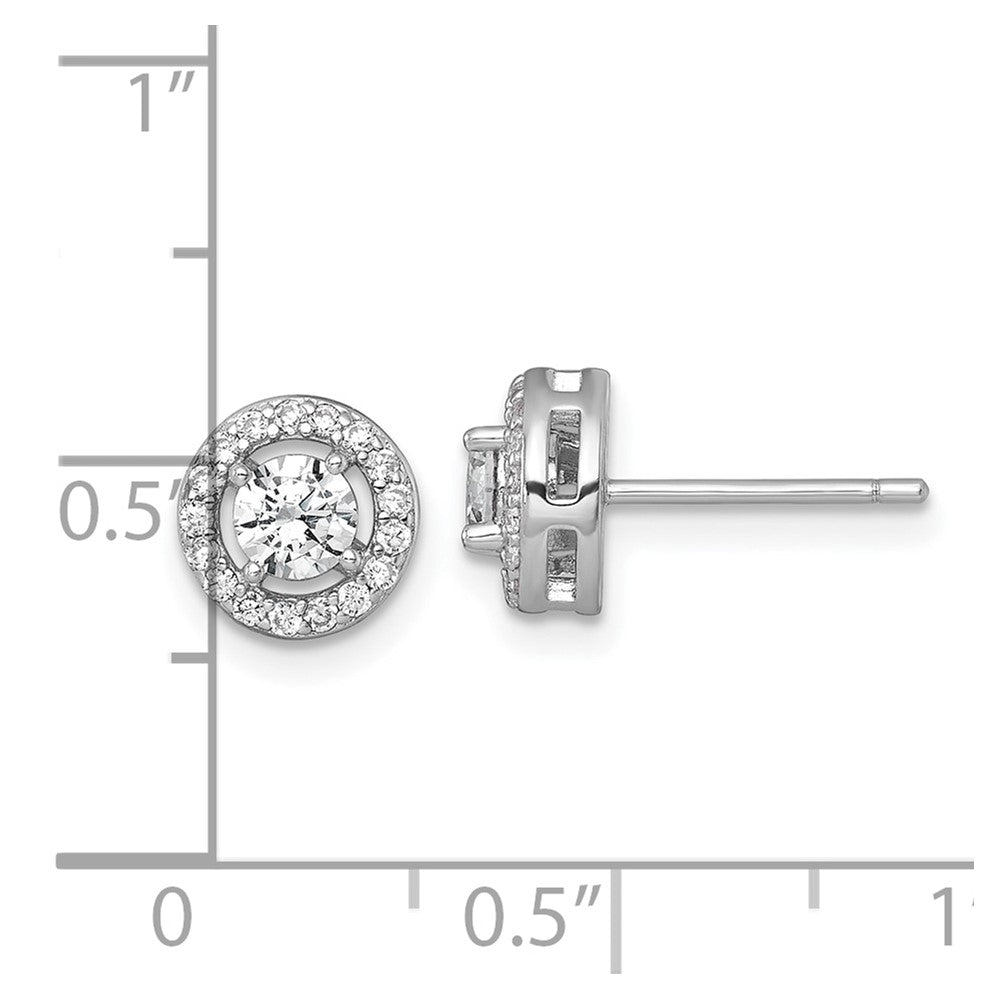 Sterlingsilber Rhodiniert Poliert 8mm Rund Heiligenschein Zirkonia Ohrstecker